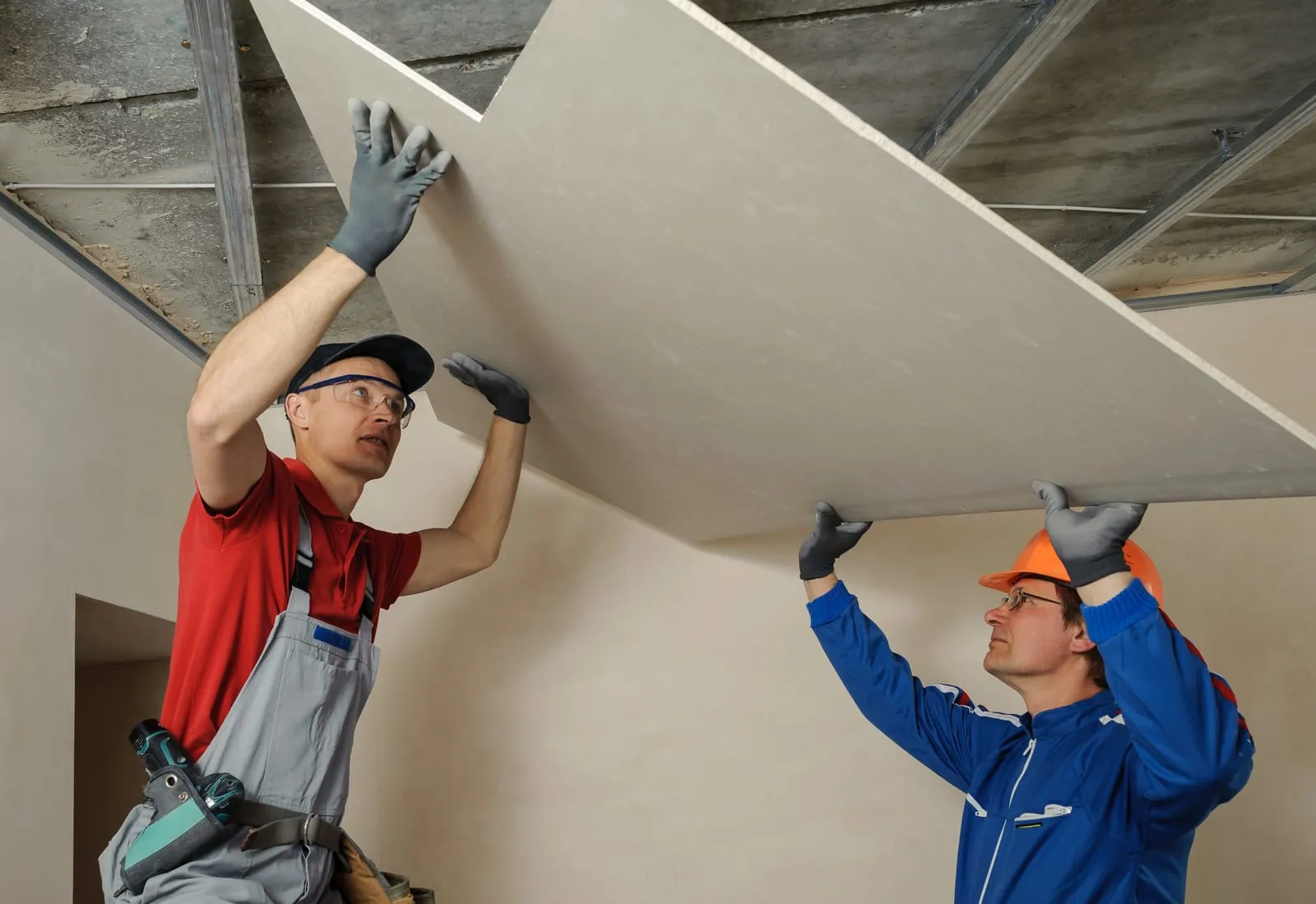 Drywall and finish work during a basement remodel