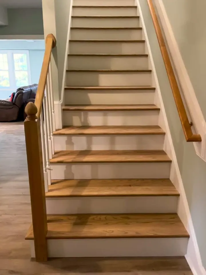 Wood stair tread detail