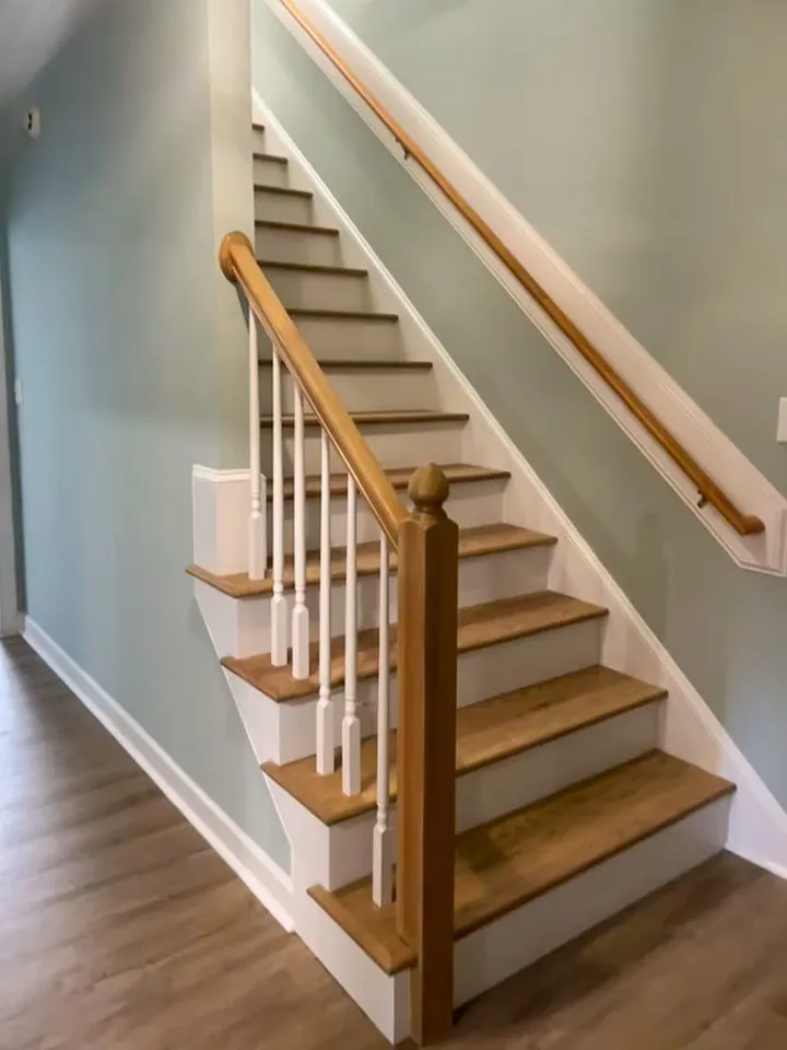 Wood stair treads and railings